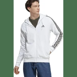 Essentials French Terry 3-Streifen Kapuzenjacke Herren Kapuzensweater