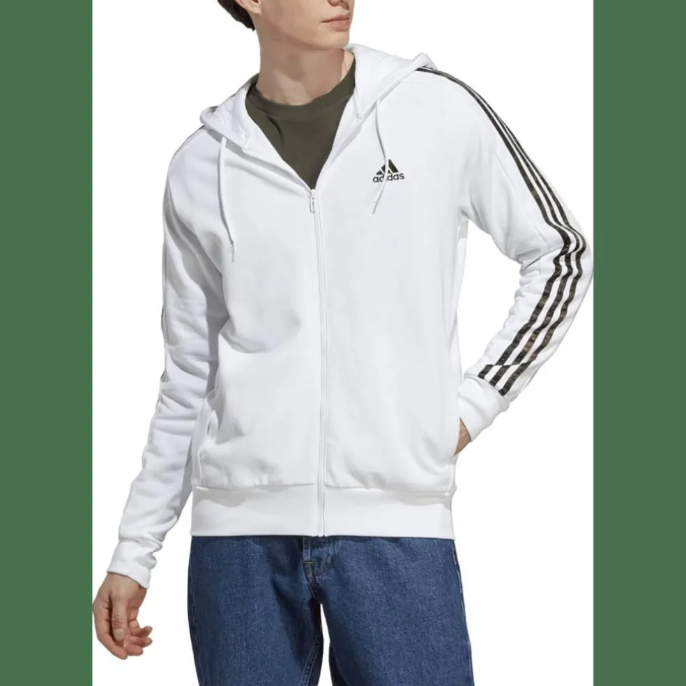 Essentials French Terry 3-Streifen Kapuzenjacke Herren Kapuzensweater