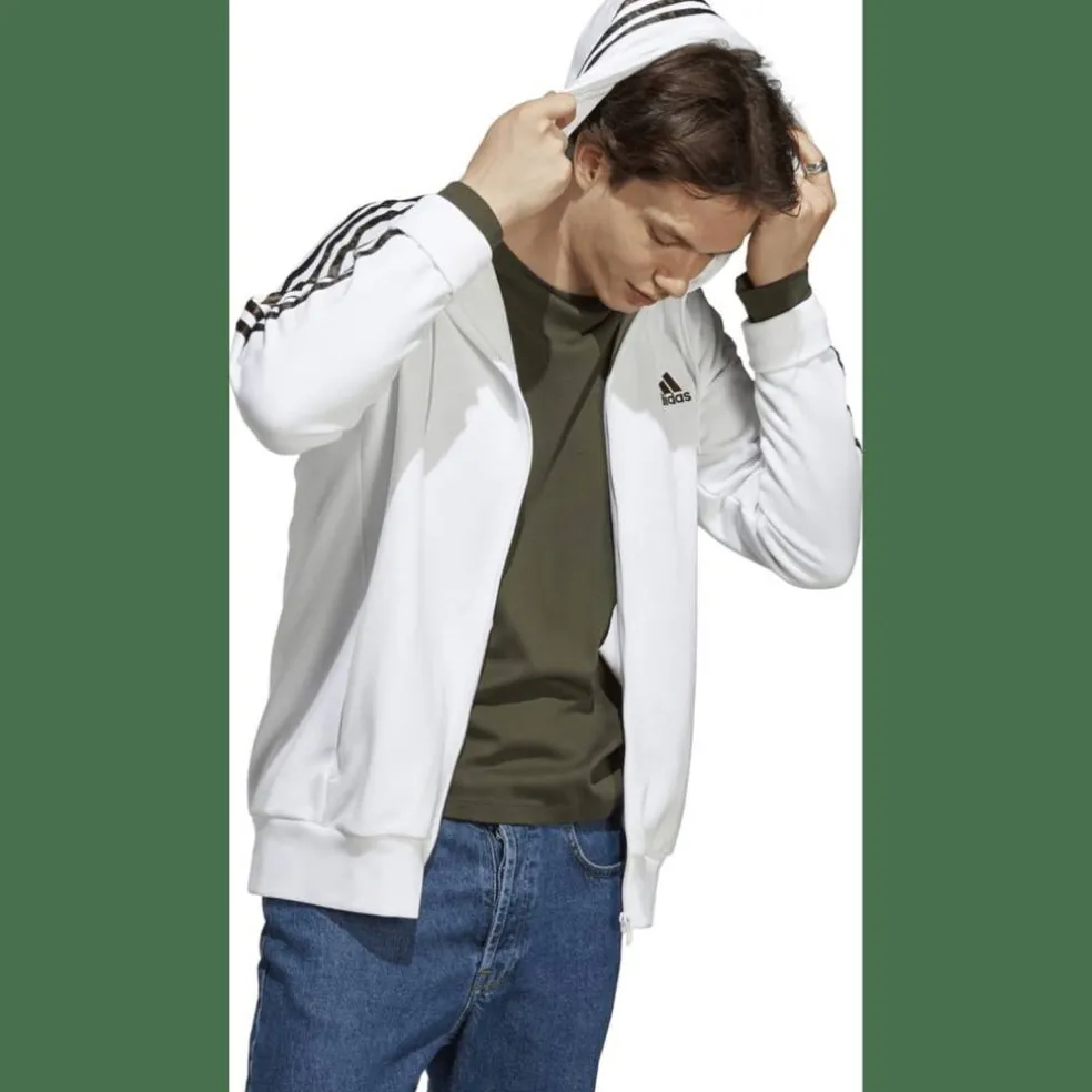 Essentials French Terry 3-Streifen Kapuzenjacke Herren Kapuzensweater